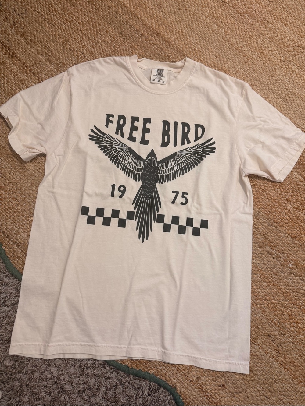 Comfort Colors Free Bird Tee - White with Black Print